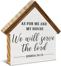 As for Me and My House We Will Serve the Lord Christian Decor, Bible Verse House Shaped Wood Sign, Christian Home Room Decor for Desk Table Shelf