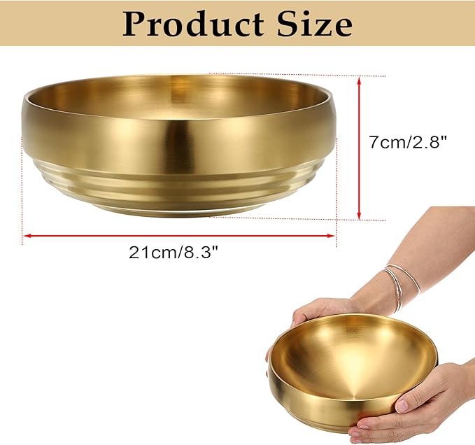 8.3" Golden Key Bowl for Entryway Decorative Key Holder Round Fruit Dish Stainless Steel Catch All Bowl for Coffee Table Kitchen Counter Home Decor