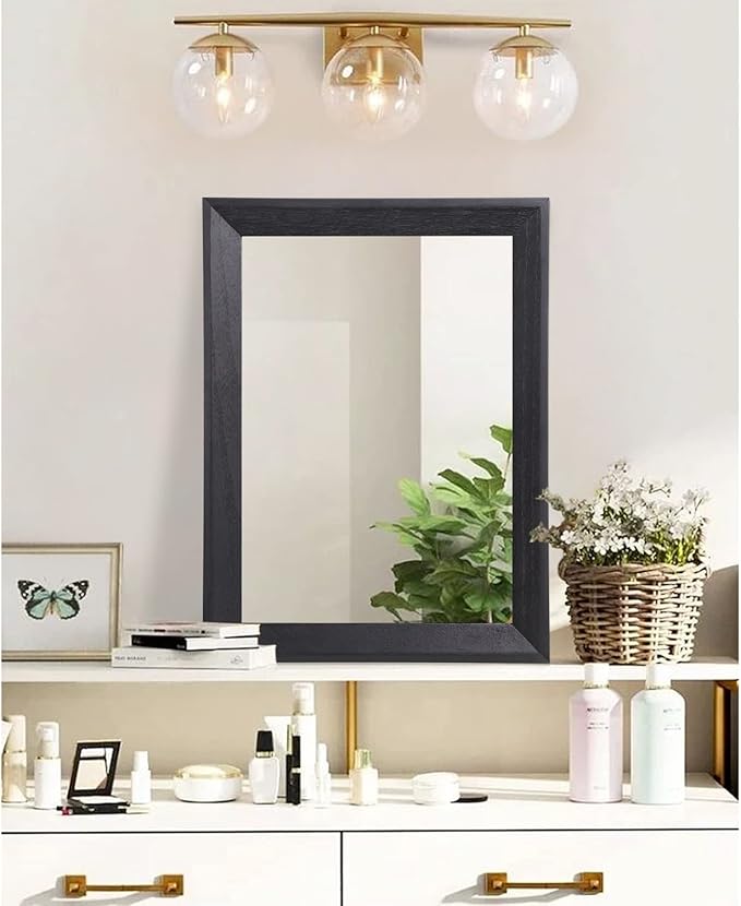AAZZKANG Black Mirrors for Wall Rectangle Wood Framed Large 20"x16" Decorative Wall Mirror for Bedroom Bathroom Living Room Dressing Room Entryway