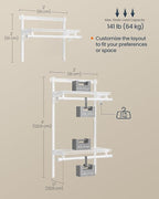 SONGMICS HOME Closet System, Closet Insert Organizer, 2 ft, Adjustable Metal Shelving Unit with 2 Hanging Rods, 2 Shelves, and Hooks, for Pantry Mudroom Garage Basement, Cloud White URGR030W01