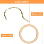 uxcell 4.7 Inch Scarf Ring Hanger, Scarf Organizer Holder Wooden Circle Rings Hanging Hook for Belt Tie Scarf, 10cm Length Hook (Gold)