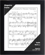 Creative Picture Frames 9 x 12 Magazine Frame with Full-Strength Glass, Holds Up To A 1/4" Thick Media with Installed Hangers for Easy Mounting, 11x14 Black Frame with White Mat