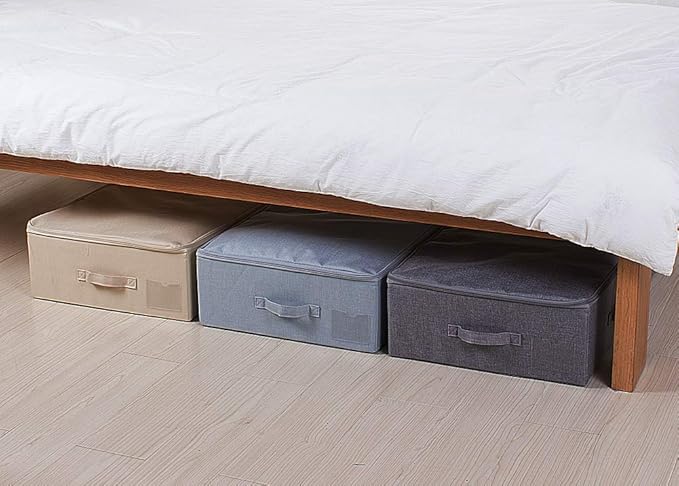 Pack of 2, 100cm Extra-Long Underbed Storage Boxes with Zip Lid – for Blankets, Clothes, Shoes | Washable, Foldable & Sturdy Honeycomb PP Board | Fits Queen/King Bed, Dorm, Closet (Black Gray)