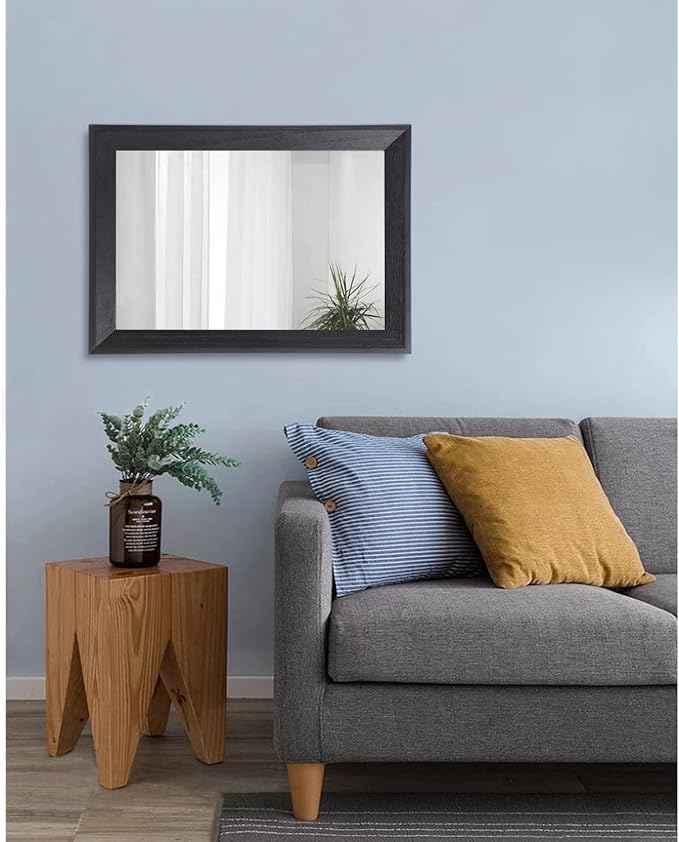 AAZZKANG Black Mirrors for Wall Rectangle Wood Framed Large 20"x16" Decorative Wall Mirror for Bedroom Bathroom Living Room Dressing Room Entryway