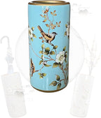 Decorative Ceramic Umbrella Stand - Porcelain Umbrella Holder Chinese Flower and Bird Print Vintage Floor Standing Vase Multi-Functional Cane Storage