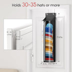 Hat Rack for Door and Closet – Large Capacity Hanging Hat Rack Organizer Holds 30-35 Caps, Over the Door Hat Storage Organizer for Bedroom, Entrance or Dorm, 1 Pack, Black