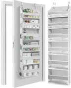 HOMELUX THEORY UPGRADED 6 Tiers Over The Door Organizer Hanging - 100D EXTRA THICK & 50lbs HUGE CAPACITY, 12 Side Mesh Pockets Over The Door Shoe Organizer, Hanging Closet Organizer (Light Gray, 1pc)
