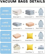 Vacuum Bags for Travel with Pump,8 Pack Vacuum Storage Bags for Bedding and Clothing,Space Saver Bags for Travel and Home(with Hand Pump, Medium 50 * 70)