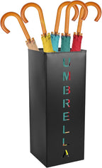 Metal Umbrella Holder, 16.5x6.3x6.3inch Square Free Standing Umbrella Rack Decorative Umbrella Holder Bin Multipurpose Walking Sticks Holder for Umbrella Cane Entryway Home Office (Style A)