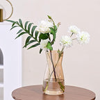 Glass Vases for Flowers, 8 Inch Tall Ins Modern Irised Crystal Clear Glass Vases for Centerpieces Home Desk Decoration, Decorative Glass Table Vase for Birthday Wedding Housewarming Gift,Amber