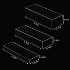 Sezanrpt Rectangular Acrylic Display Risers Stands 3pcs, Dessert Table Display Rack, Clear Display Shelf for Funko Pop, Collectibles, Retails, Shoes, Glasses, Plants, Home Decors, Perfume - 12-1'', 2'', 3''