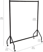 Amazon Basics Heavy Duty Portable Rolling Garment Rack, Hanging Clothes Organizer Rail for Display and Storage, Easy to Assemble, 19 x 60 x 48 inches, Black