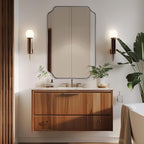 ANDY STAR Bronze Bathroom Mirror, 24x36 Inch Brushed Bronze Rectangle Mirror, Scalloped Mirror for Bathroom with Premium Stainless Steel Metal Frame, Thin Frame Deep 1’’