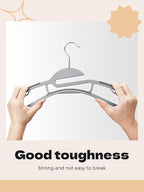 HOUSE DAY Grey Plastic Hangers 30 Pack, Slim Space Saving, Non Slip Clothes Hangers with Rubber Pads, Sturdy Heavy Duty Coat Hanger for Closet, S-Shaped Hanger for Shirt, Suit, Pant, Skirt