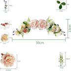 Artificial Peony Rose Flower Swag Spring Floral Lintel Faux Silk Peonies Hydrangeas Green Leaves Garland for Front Door Wall Window Decoration (Rose)