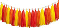 15Pcs Red Orange and Yellow Paper Tassel Garland,Tissue Tassel Banner for Thanksgiving Firefighter Party Decoration