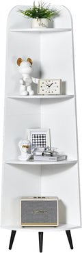 VECELO Large Tall Corner Shelf, 66.93" H 4-Tier Corner Storage Organizer, Freestanding Corner Display Rack for Living Room Bedroom Home Office, White