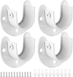 4 Packs Stainless Steel Closet Rod End Supports 1 Inch Wardrobe Bracket Heavy Duty Closet Pole Sockets Flange Rod Holder, U-Shaped with Screws, White