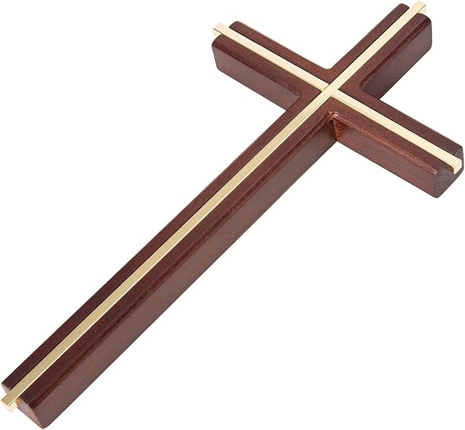 ACHIBANG 10" Wooden Cross for Wall, Modern Minimalist Wall Cross for Home Decor and Blessing, Catholic Gifts