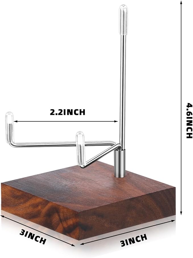Wenqik 4 Pcs Crystal Display Stand Rock Display Stand Adjustable Metal Arms with Wooden Base Geodes Rock Agate Mineral Easel Holder for Collectibles(3.15 x 3.15 x 4.65 Inch,Silver)