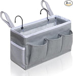 Bedside Caddy Hanging Storage Bag, Organizer Baskets with Pockets for Bunk Bed Accessories, Loft & Dorm Rooms Chair Bed Rails (Gray_1pcs)