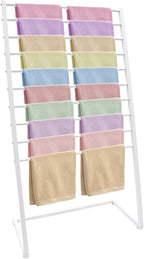 Scarf Organizer, Metal Hijab Organizer, 10 Tier Scarf Holder Hanger for Multiple Scarves, Freestanding Hijab Stand Belt Pants Hanging Rack for Home, Commercial, Clothing Store (White, 80cm)