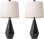 PoKat Table Lamps Set of 2 for Bedroom, 23.5'' High Farmhouse Nightstand Lamps for Living Room, Modern Bedside Lamps with Linen Shade for Office Sideboard Hallway Gift (Matte Black)