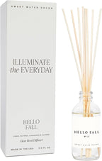 Sweet Water Decor Hello Fall Reed Diffuser Set - Hot Cider, Cinnamon, Cloves, Apple, and Nutmeg Scented Diffuser - Scent Diffusers for Home, Long Lasting Fragrance, Made in the USA