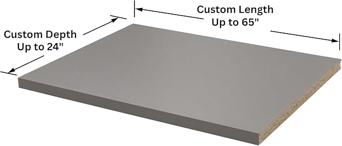 Custom Shelves, 3/4"" Thick Melamine, Cut to Size, Fully Customizable up to 65 inches Wide and up to 24 inches deep. for Cabinets, Closets, or Anywhere