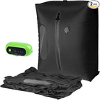 Travel Vacuum Bags with Pump, Reusable Vacuum Packing Cubes Bags for Luggage, IPX7 Waterproof, Space Saver, Vacuum Bag Kit for Camping, Suitcase, Gym, Yoga, Swim, Beach (1 Bag + Pump)
