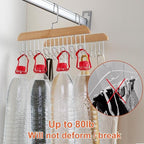 Bra Hangers 3 Pack - with 16 Non-Slip 360Rotating Metal Hooks for Tie, Hat, Bra, Wooden Multi Hook Hanger - Saves Space