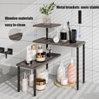 Countertop Organizer Organization 3 Tier Kitchen Corner Shelves Adjustable Spice Storage Rack for Bathroom Coffee Area Over Sink (Dark Gray Oak)
