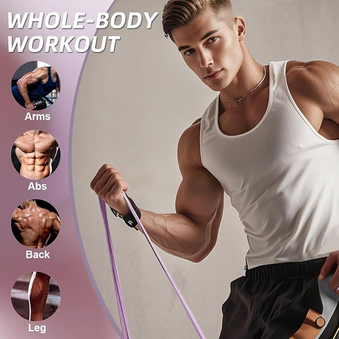 WHATAFIT Resistance Bands,Pull Up Assist Bands Set with Handles, Exercise & Workout Bands with Door Anchor for Men & Women – Home Fitness Equipment for Strength Training, Stretching