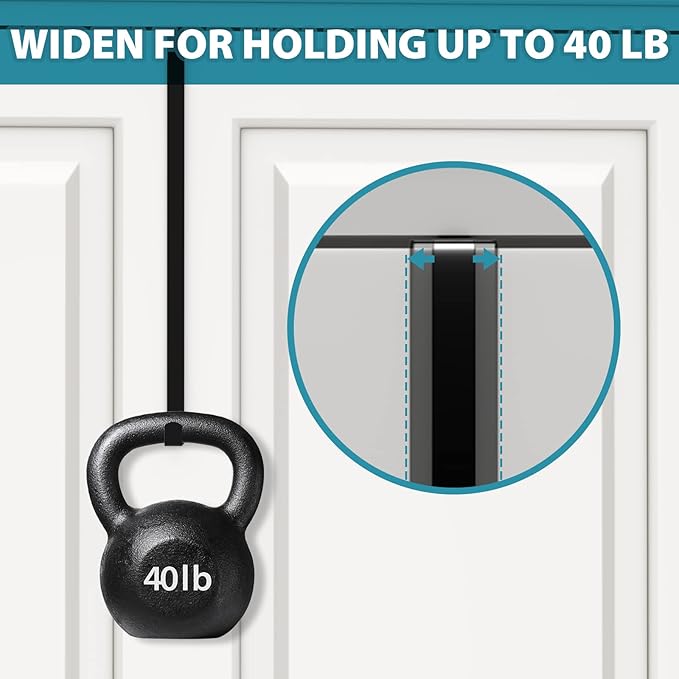 Booda Brand Over The Door Hooks 14”, 4 Pack Upgraded Widen Hanger Hook Fits 1-3/4” & 1-3/8”Door Widths, Z-Shaped Wreath Sturdy for Hanging Wreaths, Hats, and Clothes (Black)