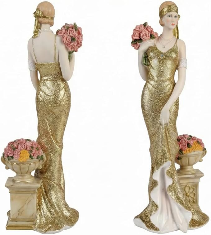 Comfy Hour Glamour Elegance Victorian Style Lady Collection (Slim Lady Holding a Bunch of Flowers)