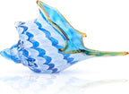 DOVDOV Hand Blown Glass Shell Decoration, Modern Art Glass Conch Statue, Blue and White Home Decorative Shells for Home Living Room, Coffee Table, TV Stand, entryway Entrance, Mantelpiece Decoration