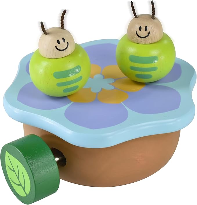 Wooden Music Box Mechanism - Rock n Roll Dancing Bug on Flower Playing Minuet No.3 for Kids (Caterpillar)