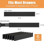 Bamboo Drawer Dividers,17-22" Adjustable Kitchen Drawer Organizer for Clothes,6 Pack Expandable Drawer Organization Separators for Bedroom,Bathroom,Dresser and Office,Black