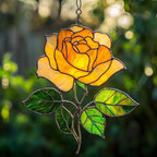 Rose Flower Acrylic Suncatcher, Flower Suncatchers for Window Hangings, Stained Glass Effect Garden Decor, Gift for Mother's Day, Mom, Grandma, Wife, Women