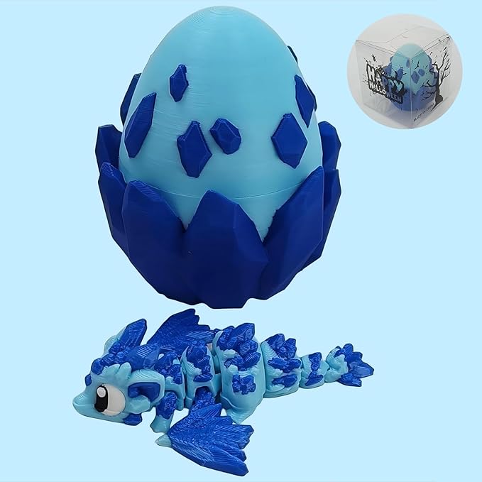 Enchanted 3D Egg with Miniature Inside - Handcrafted Printed Collectible | Fantasy Decor & Gift (Crystal Dragon & Egg (Box))