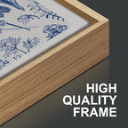 SIGNINART Classic Chinoiserie Framed Canvas Wall Art Set, Blue and White Floral Art Painting, Minimalist Botanical Flower Artwork, Navy Blue Wall Decor for Bedroom, Living Room, Office 16"x24"x3