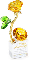 YWHL 50th Wedding Anniversary Rose Gifts for Parents Grandparents, 50 Years Happy for Couples, Crystal Rose Figurine with Amber Diamond, Romantic Valentines Day Present for Wife