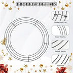 4 Pack Wreath Frame 12 Inch Wire Wreath Frame Round Metal Wreaths Form Dark Green Wire Wreaths Ring for Floral Arrangements DIY Craft Home Decorations Wedding Thanksgiving Christmas Party Supplies