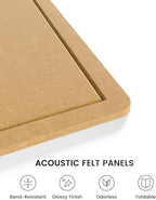 Fluxynara Bulletin Board,35.4" x 23.6" Cork Board Alternative with 12 Safe Removable Adhesive Tabs, Foldable Felt Pin Board for Home Office, Classroom, Bedroom,Entryway for Walls—Mustard Yellow
