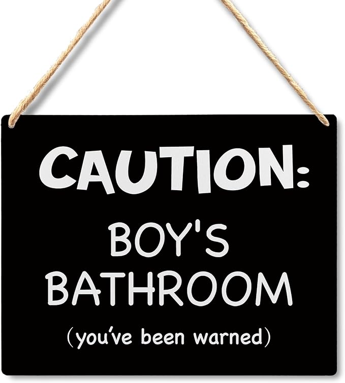 Lacosu Wall Pediments Bathroom Door Signs, Boys Bathroom Sign, 8 x 10 Inches, MDF, Black, Rustic Style