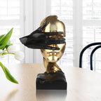 12" Thinker Statue, Silence is Gold Abstract Art Figurine, Modern Creative Home Resin Sculptures Decorative Objects, See No Evil Home Decor for Office Bookshelf Desktop