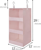 GRANNY SAYS 3-Shelf Hanging Closet Organizer, Collapsible Closet Hanging Shelves, Nursery Hanging Organizer, Pink, 29 ½" H X 12" W X 12" D, 1-Pack