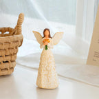 Hand-Painted Angel Figurine with Sunflower & Tree of Life Design - Collectible Sculpture for Retirement Gifts.