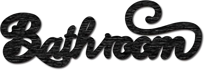 CREATCABIN Word Cutout Sign Bathroom Laser Cut Wood Letter Sign Wall Decor Unfinished Wooden Signs Wall Art Basswood Hanging Sculpture Decor for Crafts DIY Farmhouse Door Black 11.8x3.9Inch