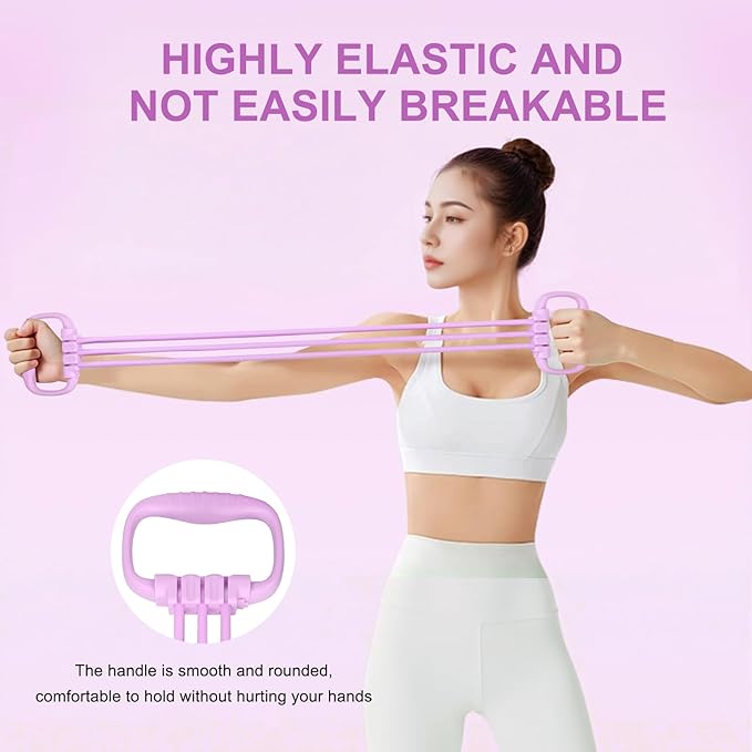 Figure 8 Resistance Band for Women 15-90LBS, Adjustable Resistance Bands with Handles for Arm Back Exercise, 6 Fitness Elastic Rope, Stretch Bands for Yoga, Pilates, Strength Training